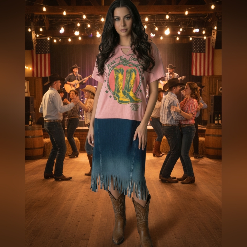 UPCYCLED Johnny Cash Denim Dress OS